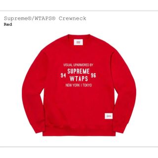 シュプリーム(Supreme)のsupreme wtaps crewneck レッド　Lサイズ　新品未使用(スウェット)