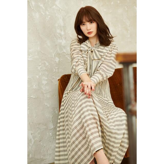 Bow Pleated Long Dress herlipto ハーリップトゥ95ウエスト