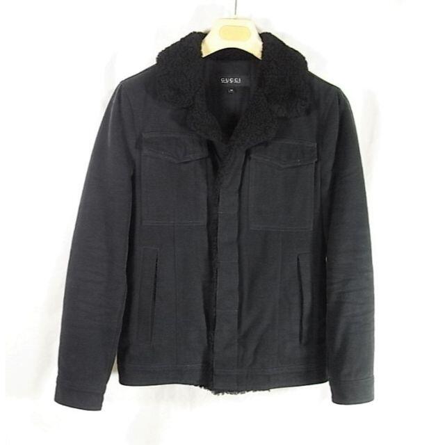 size44 グッチ GUCCI ラムムートン使いジャケットコート ブラック 大人