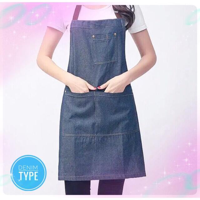 デニム キッチン ガーデニング denim apron  肩紐、腰紐調節可 インテリア/住まい/日用品のキッチン/食器(その他)の商品写真