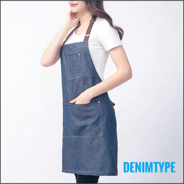 デニム キッチン ガーデニング denim apron  肩紐、腰紐調節可 インテリア/住まい/日用品のキッチン/食器(その他)の商品写真