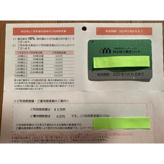 ◎三越伊勢丹　株主優待カード　限度額80万円(ショッピング)