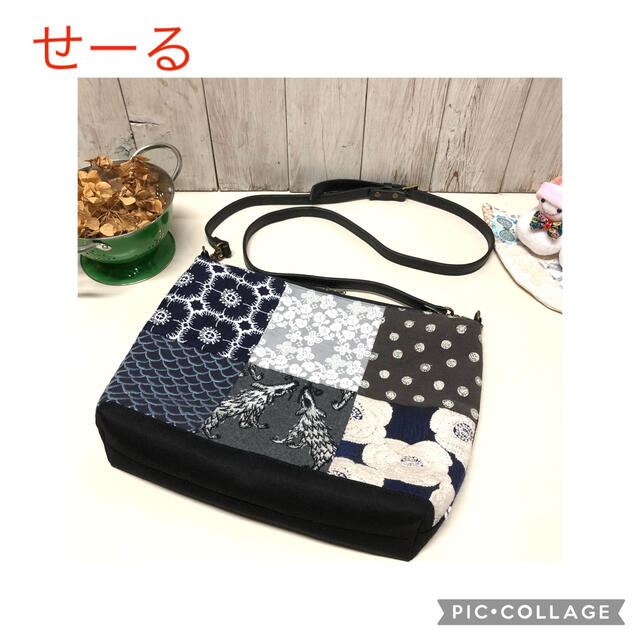 ハンドメイド*ミナペルホネン*ショルダー* パッチ*wolf &flower