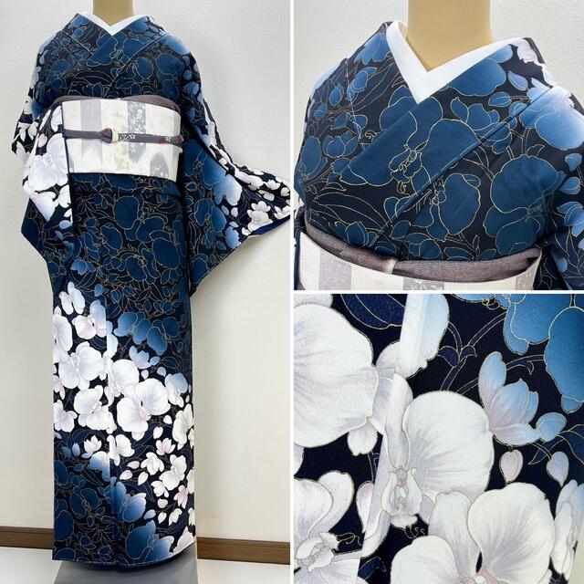 新品【友禅】胡蝶蘭 訪問着 正絹 袷 仕付け付s495