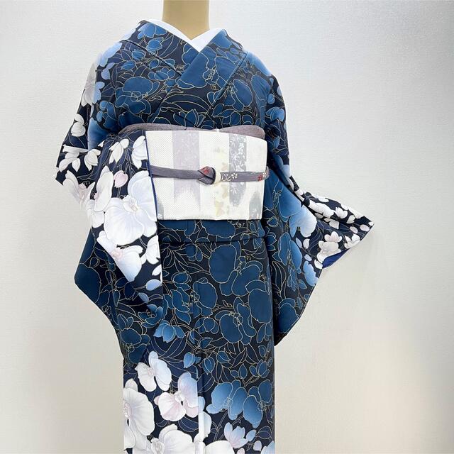 新品【友禅】胡蝶蘭 訪問着 正絹 袷 仕付け付s495
