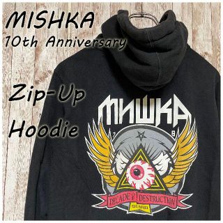 ミシカ(MISHKA)のMISHKA 10周年記念 ビッグロゴ 目玉 ジップアップパーカー USA製(パーカー)