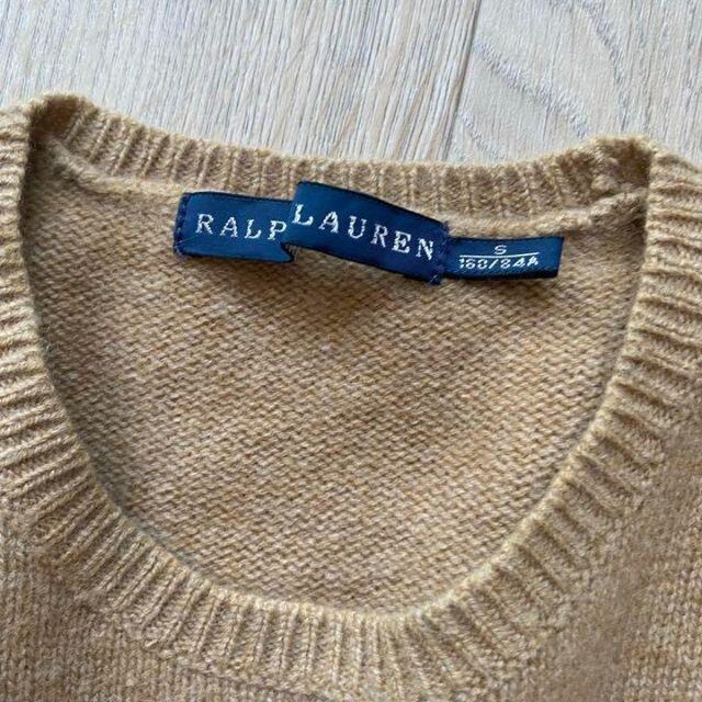 Ralph Lauren(ラルフローレン)のラルフローレン　長袖ニットワンピース　エルボーパッチ　カシミヤ混　レザー　ウール レディースのワンピース(ひざ丈ワンピース)の商品写真