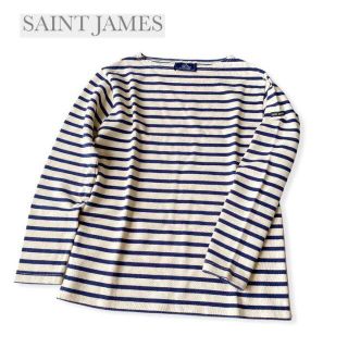 セントジェームス(SAINT JAMES)のセントジェームズ　バスクシャツ　ボーダー七分袖カットソー　フランス製　紺×きなり(Tシャツ(長袖/七分))