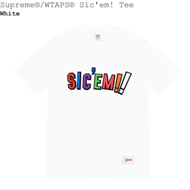 Supreme(シュプリーム)のL Supreme WTAPS Sic'em! Tee White Tシャツ メンズのトップス(Tシャツ/カットソー(半袖/袖なし))の商品写真