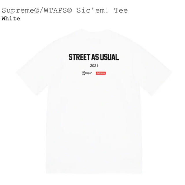 Supreme(シュプリーム)のL Supreme WTAPS Sic'em! Tee White Tシャツ メンズのトップス(Tシャツ/カットソー(半袖/袖なし))の商品写真