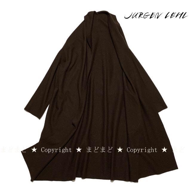 Jurgen Lehl(ヨーガンレール)の美品 ヨーガンレール 羽織り ウール ロング コート M 茶色 ババグーリ レディースのジャケット/アウター(ロングコート)の商品写真