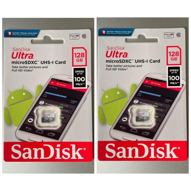 SanDisk(サンディスク)の新品未開封 microSDXC 128GB UHS-I対応 サンディスク 2枚 スマホ/家電/カメラのスマートフォン/携帯電話(その他)の商品写真