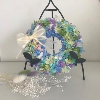 ドライフラワー 紫陽花シンプルリース❁⃘*.゜(ドライフラワー)