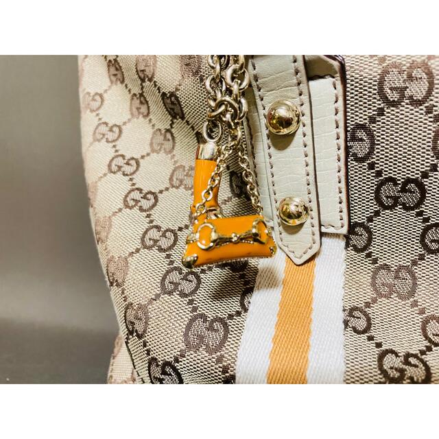 Gucci(グッチ)のグッチ トートバッグ GGキャンバス×レザー シェリーライン イエローホワイト レディースのバッグ(トートバッグ)の商品写真