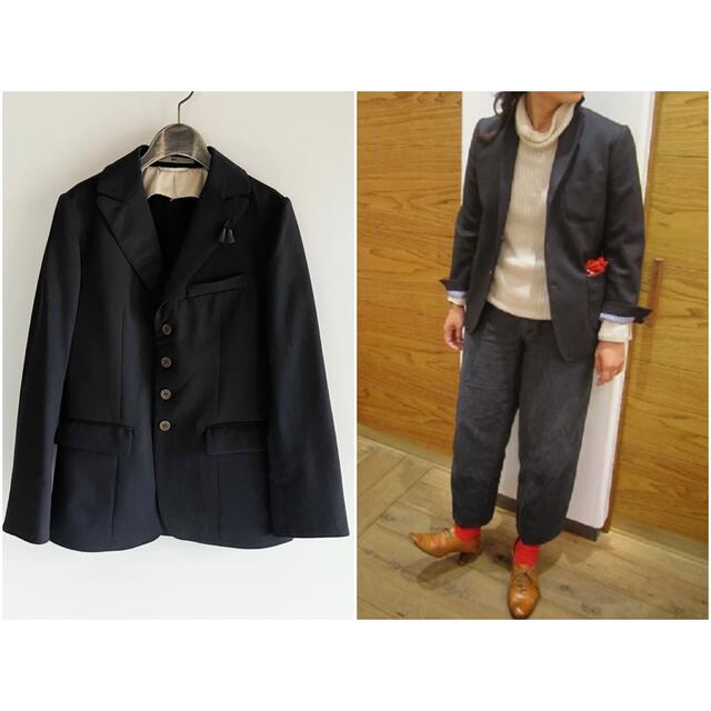 45rネイビー　wool \u0026コットン　スーツ