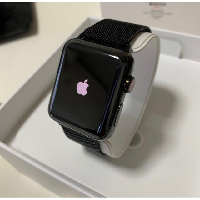 AppleWatch 3 GPS+Cellular ブラックステンレス 42mm - 腕時計(デジタル)