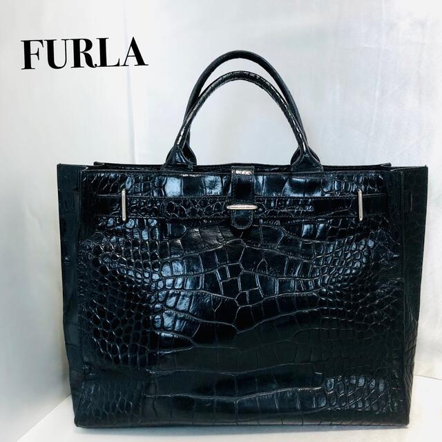 A4◎】FURLA フルラ クロコ型押し トートバッグ ビジネスバッグ 男女