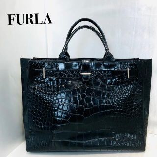 フルラ(Furla)の【A4◎】FURLA フルラ クロコ型押し トートバッグ ビジネスバッグ 男女◎(トートバッグ)