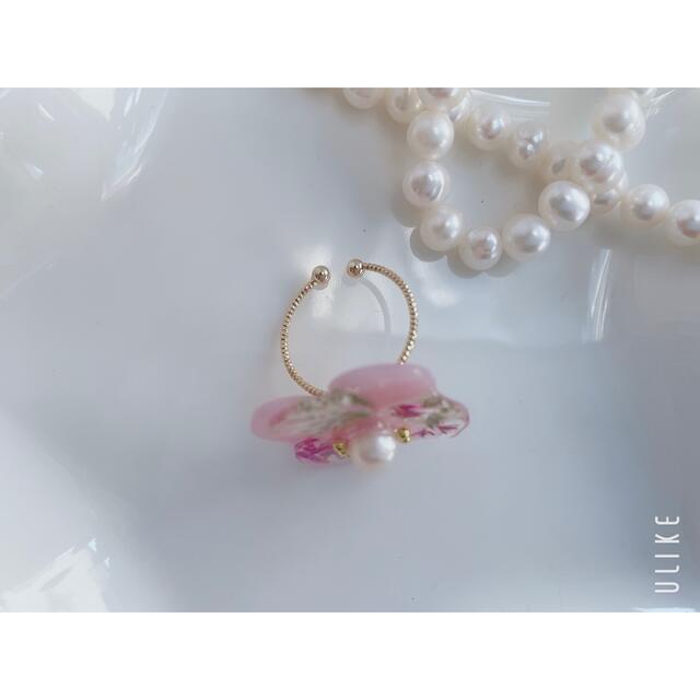 Flower／お花型のピンクなリング／指輪 ハンドメイドのアクセサリー(リング)の商品写真