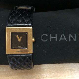 シャネル(CHANEL)のCHANEL 腕時計 マトラッセレディース ブラック K18YG＋革ベルト(腕時計)