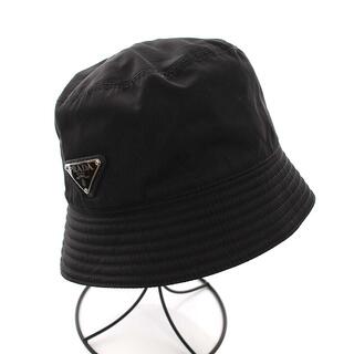 プラダ(PRADA)のプラダ 2020年製 帽子 バケットハット 三角プレート ナイロン L 黒(その他)
