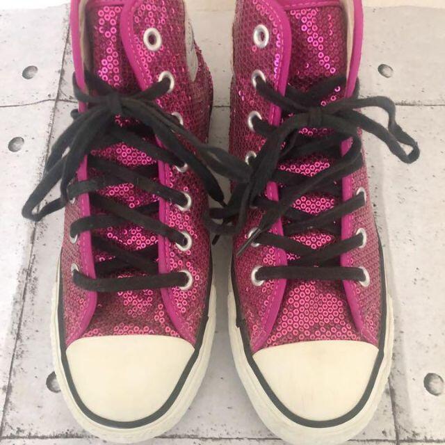 CONVERSE(コンバース)のCONVERSE コンバース オールスター スパンコール ピンク 24.5cm レディースの靴/シューズ(スニーカー)の商品写真