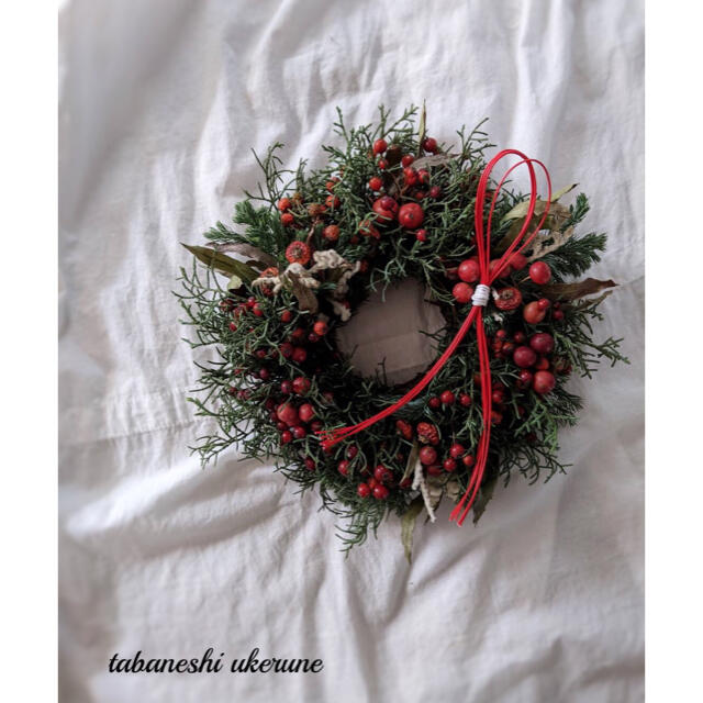 【お気に入り】 野薔薇やローズヒップを針葉樹と紡いだ お正月 ドライフラワー リース クリスマス ドライフラワー