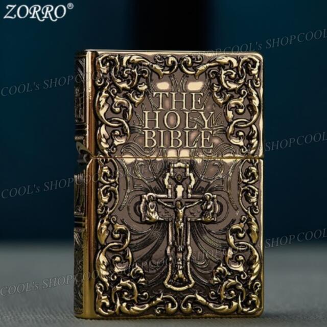 聖書 デザイン フルメタルジャケット オイルライター ZORRO 金 zippo