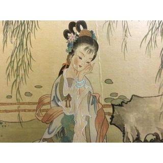 中国画　天女 王岳 作 額装　原画 　名：王岳