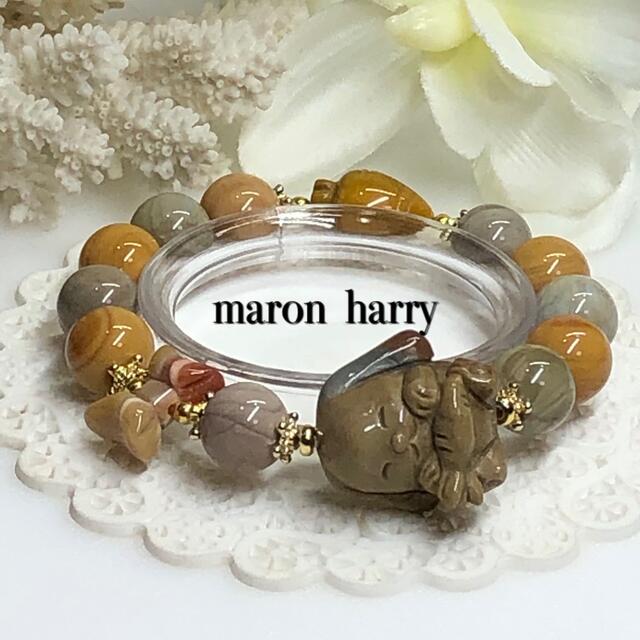 アラシャンうさぎさんブレスレットNO.3•*¨*•.¸¸♬天然石ブレスレットの通販 by MARON HARRY アラシャン・うさぎ・花付き ブレスレット ②