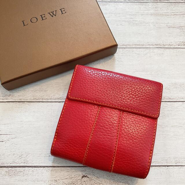 LOEWE(ロエベ)の【希少】LOEWE ロエベ レディース コンパクト財布 ミニ財布 折り財布 赤 レディースのファッション小物(財布)の商品写真