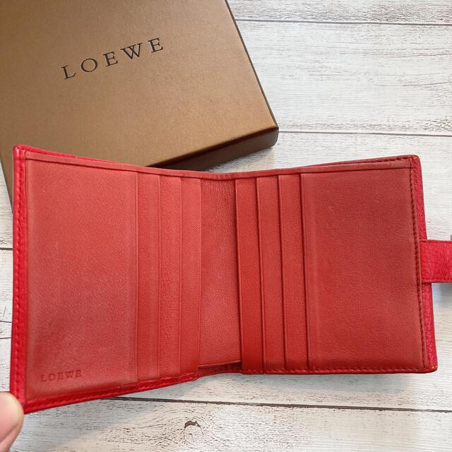 LOEWE(ロエベ)の【希少】LOEWE ロエベ レディース コンパクト財布 ミニ財布 折り財布 赤 レディースのファッション小物(財布)の商品写真