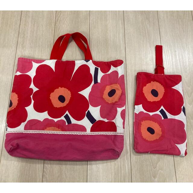 marimekko(マリメッコ)のマリメッコ　通園バッグ　シューズバッグ　ハンドメイド　 キッズ/ベビー/マタニティのこども用バッグ(通園バッグ)の商品写真