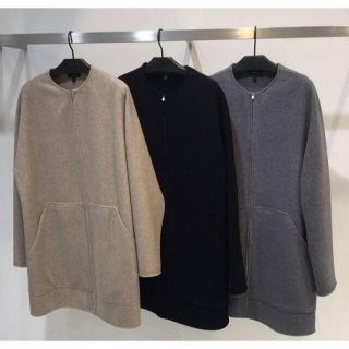 セオリー(theory)のセオリー　19AW　ノーカラー コート　サイズP　グレー　ウール(その他)