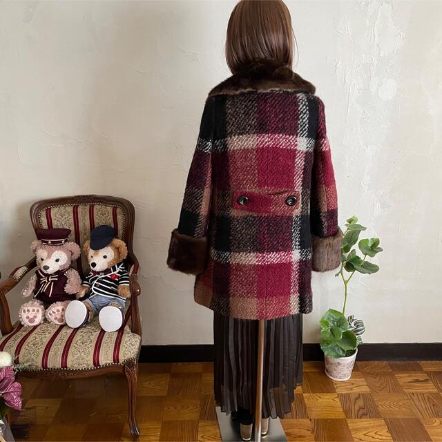 BURBERRY BLUE LABEL - 赤ハウスクレストチェック*ミドル丈コート