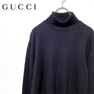 グッチ(Gucci)の高級 GUCCI タートルネック ニット シルク カシミヤ 混紡 ブラック L(ニット/セーター)