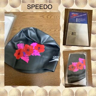 スピード(SPEEDO)の新品SPEEDO★花柄キャップ★水泳用帽子(マリン/スイミング)