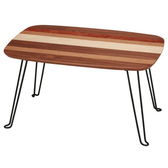 ミックス木材ミニテーブル 幅60cm 折りたたみ ローテーブル