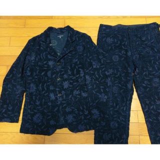 ENGINEERED GARMENTSセットアップ刺繍コーデュロイ花柄 M~S紺
