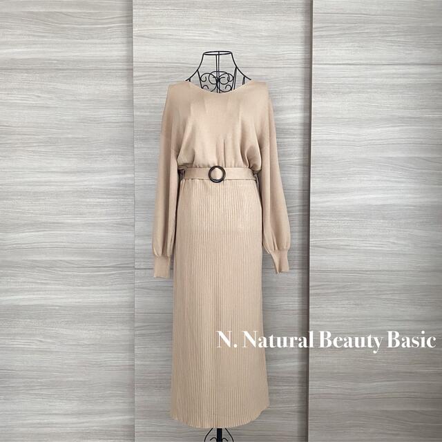 N.Natural beauty basic(エヌナチュラルビューティーベーシック)のエヌナチュラルビューティーベーシック　ビスコースレーヨンベルト付ワンピース レディースのワンピース(ロングワンピース/マキシワンピース)の商品写真