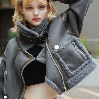 アリシアスタン(ALEXIA STAM)のjuemi tape short mouton jacket(ライダースジャケット)