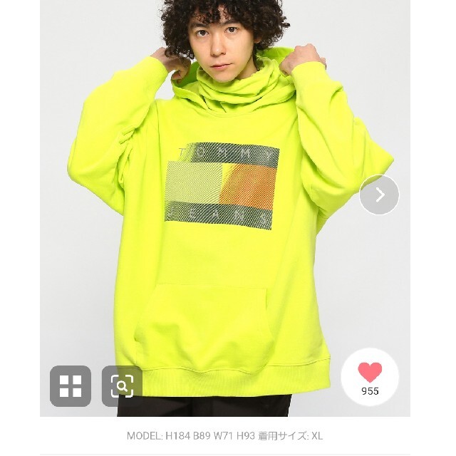 TOMMY HILFIGER(トミーヒルフィガー)の【L(XL)】TOMYパーカー ネオンイエロー新品 メンズのトップス(パーカー)の商品写真