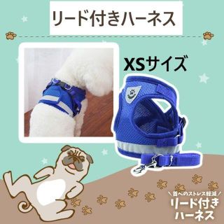 リード付き ハーネス 犬用 お散歩グッズ ペット用品 XSサイズ(犬)