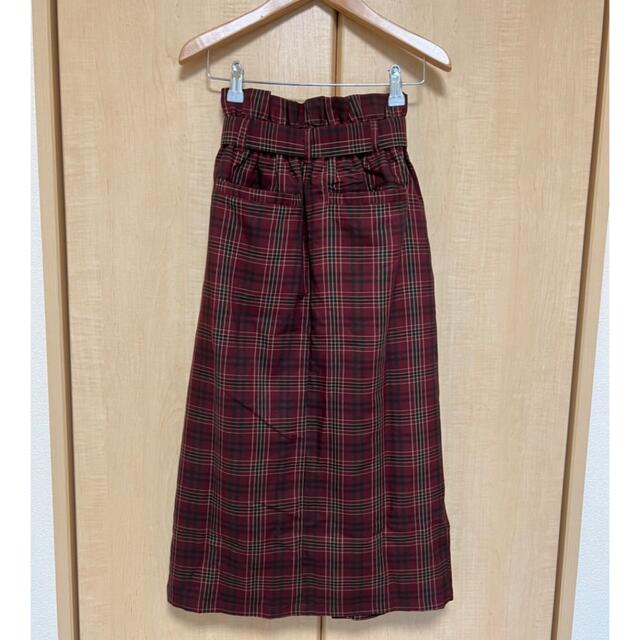 Hunch リボン付きチェックスカート フロントジップ レディースのスカート(ひざ丈スカート)の商品写真
