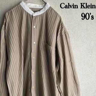 カルバンクライン(Calvin Klein)の90s 日本製　Calvin Klein クレリック　バンドカラー　シャツ　M(シャツ)