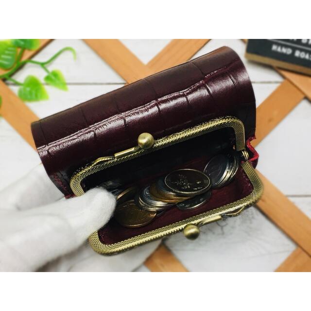 ❤【高級感×可愛い♪】大人オシャレながま口付き総本革ミニ財布