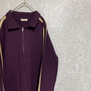 アートヴィンテージ(ART VINTAGE)の90S vintage 紫　ニットアウター　古着　レディース　L 個性派(ニット/セーター)