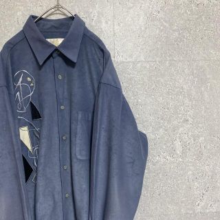 アートヴィンテージ(ART VINTAGE)の90S vintage 刺繍　コーデュロイ　シャツ　メンズ　L 古着　個性派(シャツ)