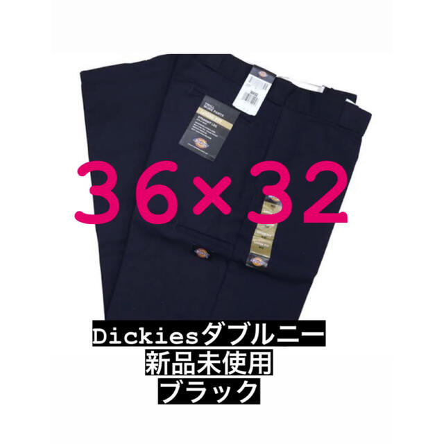 新品未使用 Dickies ダブルニー size:36×32 ブラック ワーク