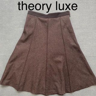 セオリーリュクス(Theory luxe)のtheory luxe 膝丈フレアスカート グレー　ウール/カシミヤ(ひざ丈スカート)